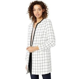 Karl Lagerfeld Paris Long Checkered Tweed Coat